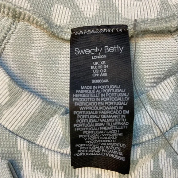 Sweaty Betty Leopard Jacquard Base Layer Top Womens Sz XS (0-2) Blue - Picture 2 of 10